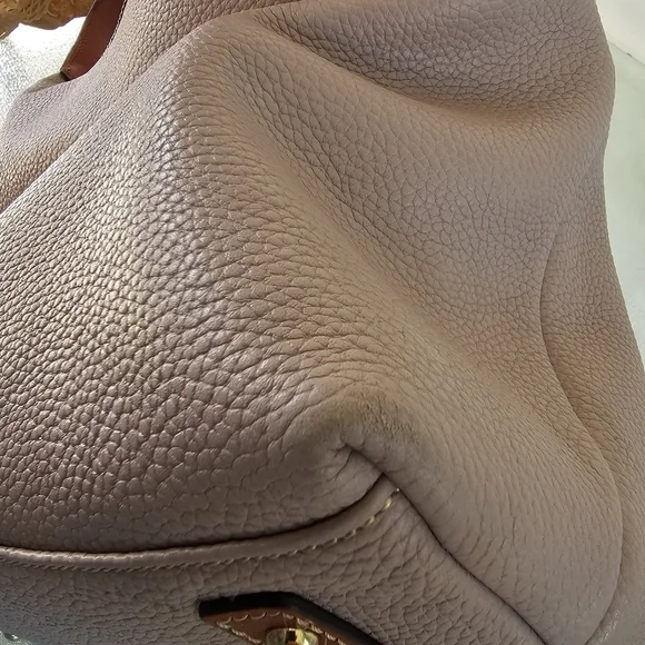 Dooney & Bourke Taupe & Brown Pebble Grain Leather Shoulder Bag - Picture 15 of 16